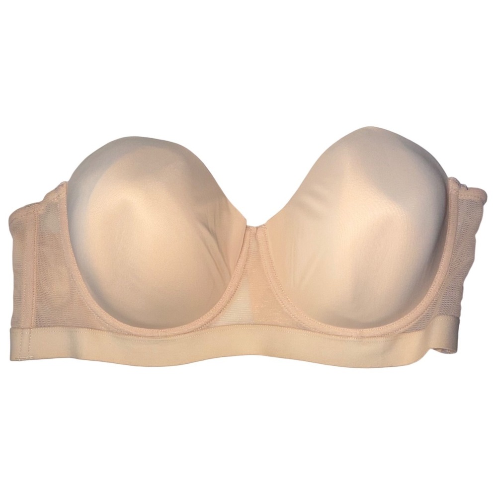 LIVELY Women's Strapless Bra 38DD Toasted Almond Nude Mesh Wings NWT 32214
